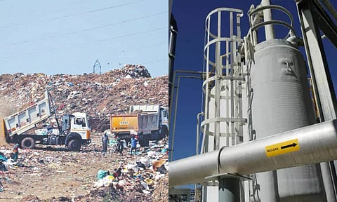 Kodungaiyur dumpyard; a biogas plant (File photos)