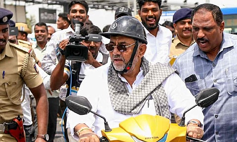 In this image released by @DKShivakumar via X on Aug, 5, 2025, Karnataka Deputy Chief Minister DK Shivakumar inspects the ongoing Hebbal flyover construction works, in Bengaluru. (PTI)&nbsp;