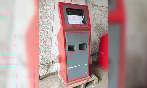 The defunct automatic ticket vending machine at the EVR Periyar Salai entrance of the Egmore railway station