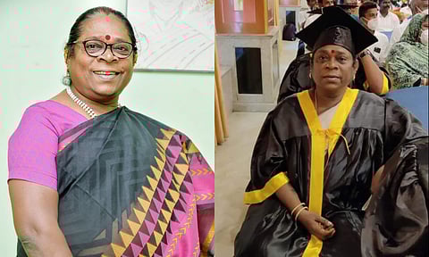 L-R: Trans woman social worker Noori Amma; after she was awarded an honorary doctorate by the Puducherry government in 2021.