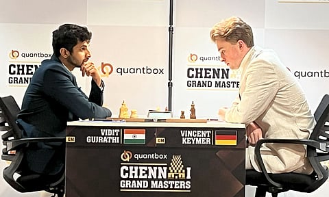Vidit Gujrathi on the table against Vincent Keymer&nbsp;