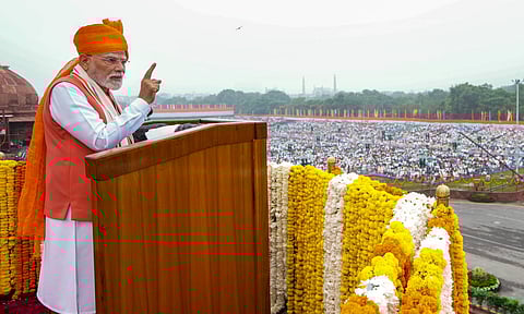Prime Minister Narendra Modi addresses the nation from the Red Fort (Photo: PTI)
