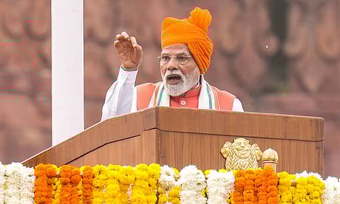 Prime Minister Narendra Modi addresses the nation from the Red Fort (Photo: PTI)