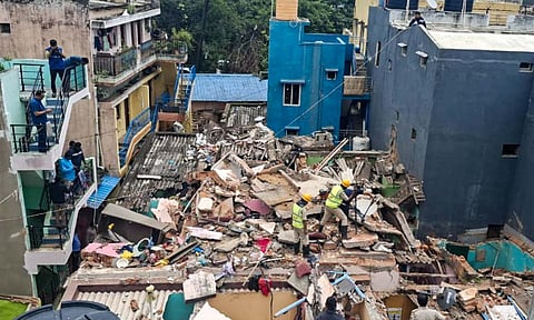 Rescue operation underway following a cylinder blast, in Bengaluru, Friday, Aug. 15, 2025 (PTI)&nbsp;