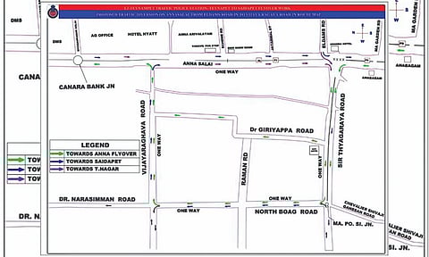 Traffic diversions on Anna Salai
