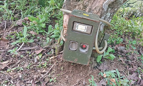 Camera trap in place in the vicinity of Valparai