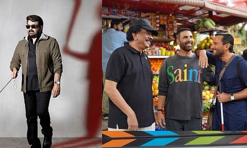 L to R: Still of Mohanlal from Oppam, From the shooting spot of 'Haiwaan'