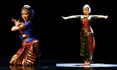 Zhang Jiayuan, a Chinese Bharatanatyam student, during her 'Arangetram' performance, in Beijing, Sunday