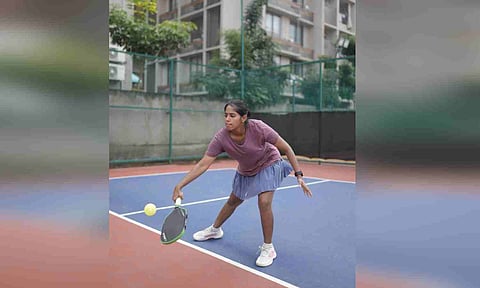 A player returns a shot during the selection trials on Saturday&nbsp;