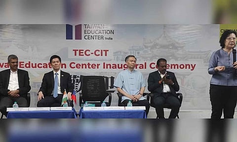 Ms. Jill Lai, Director of Education at TECC Chennai, addressing the gathering during the Inauguration of Taiwan Education Centre at Chennai Institute of Technology on August 27&nbsp;