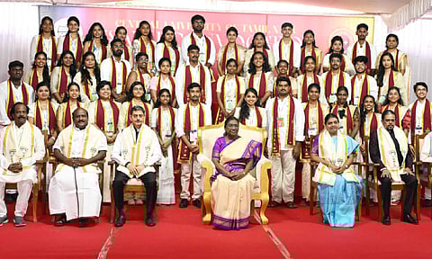 President Droupadi Murmu graced the convocation ceremony of the Central University of Tamil Nadu at Thiruvarur.&nbsp;