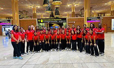 India team pictured at the airport ahead of departure&nbsp;&nbsp;