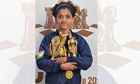 Sharvaanica AS poses with the trophies she won