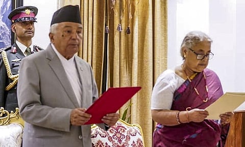 Former Chief Justice Sushila Karki takes oath as Nepal's first woman prime minister (PTI)