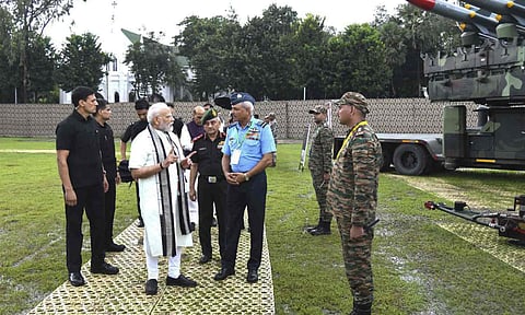 Prime Minister Narendra Modi with Chief of Defence Staff General Anil Chauhan during the Combined Commanders Conference at the Indian Army's Eastern Command headquarters, in Kolkata (PTI)&nbsp;