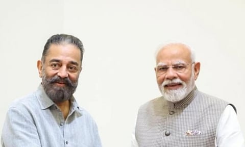 Kamal Haasan, Prime Minister Narendra Modi (L-R)