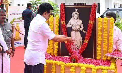 CM Stalin unveils statue of India's first woman freedom fighter Queen Velu Nachiyar (Photo: X-CMOTamilnadu)