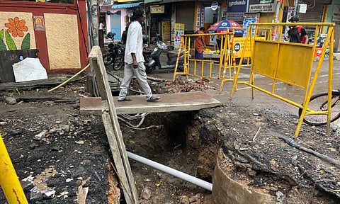 Ongoing Storm Water Drain (SWD)  work at Old Mambalam Road.