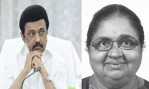 CM Stalin, Geetha Radha (L-R) (Photo/Daily Thanthi)