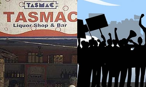 Protest against Tasmac outlet