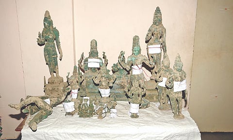 The idols and puja articles unearthed in Tiruchy