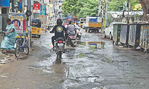 Craters and slush have resurfaced on Venkatachalapathy Street in Aminjikarai