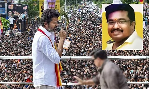 TVK leader Vijay engaged in election campaigning in Namakkal; N Satish Kumar, Namakkal district secretary