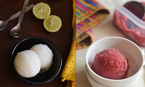 Lemon sorbet, Grape sorbet