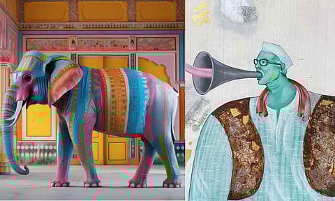 Work by Jayesh Sachdev; PG Dinesh's art