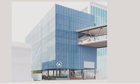 Facade view of the entry/exit structure