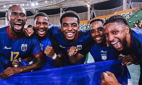 Cape Verde players celebrate after qualifying&nbsp;