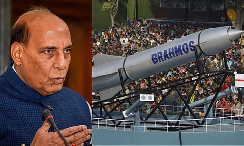 &nbsp;Rajnath Singh, BrahMos Missile (PTI)
