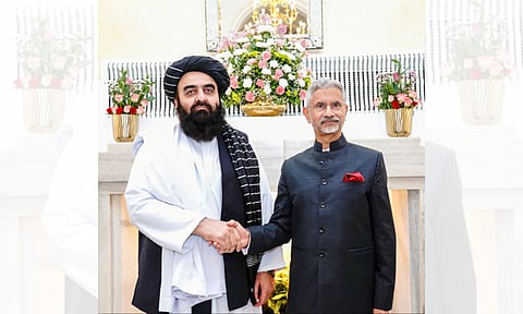 S Jaishankar with Afghan Foreign Minister, Mawlawi Amir Khan Muttaqi