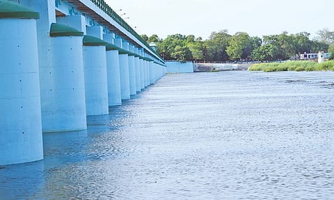 Water flows from Upper Anicut (Mukkombu)