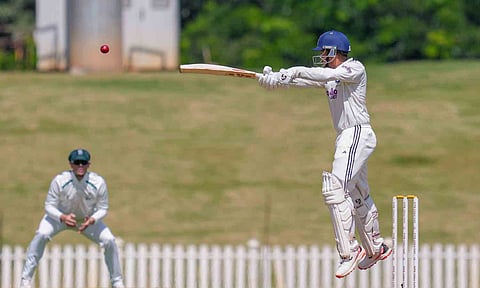 &nbsp;India A's Ayush Mhatre plays a shot during the second day of the first unofficial Test cricket match between India A and South Africa A, at BCCI Centre of Excellence Ground in Bengaluru (PTI)&nbsp;