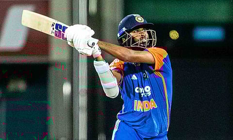 India's Washington Sundar bats during the T20 cricket international between India and Australia in Hobart, Australia, Sunday, Nov. 2, 2025 (PTI)&nbsp;