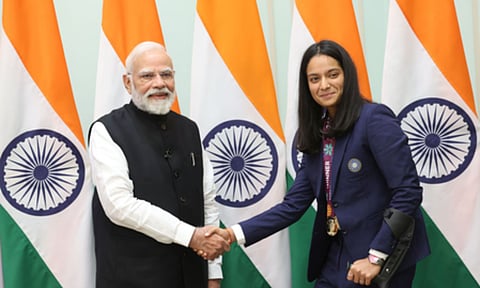 Pratika Rawal with Prime Minister Narendra Modi (Photo: IANS)