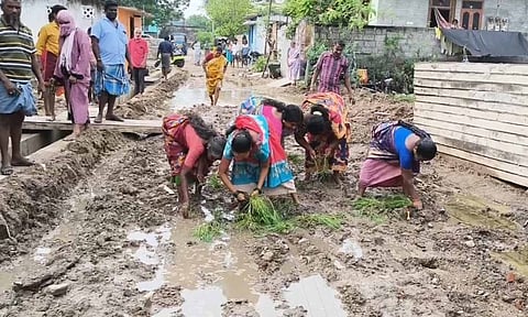 Kancheepuram residents protest by planting saplings&nbsp;