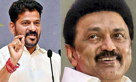 MK Stalin greeted his Telangana counterpart, A Revanth Reddy (file)&nbsp;
