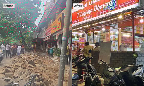 Fast-food outlet in Saraswati Nagar, opposite Perambur railway station, has built a wall on the pavement