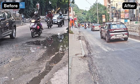 Sterling Road before and after the relaying work.&nbsp;