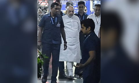 New Delhi: Union Home Minister Amit Shah visits Lok Nayak Hospital to meet victims of the blast near Red Fort, in New Delhi, Monday, Nov. 10, 2025. (PTI)