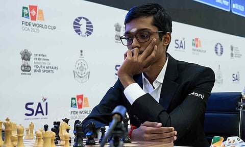 R Praggnanandhaa during the match against Daniil Dubov&nbsp;