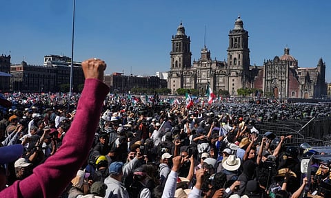 Protesters take part in a youth anti-government march in Mexico City. (Photo: AP)