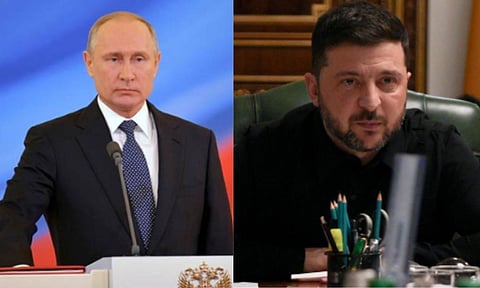 Vladimir Putin &amp; Volodymyr Zelenskyy (File)&nbsp;