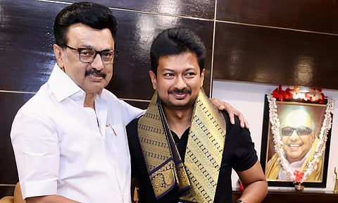 Chief Minister MK Stalin and Deputy Chief Minister Udhayanidhi Stalin (Photo: @mkstalin)