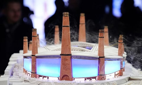 Birmingham City Football Club's new stadium plans during the unveiling in Birmingham, England (Photo: AP)