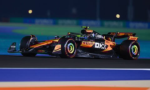 McLaren's Lando Norris drives during the first practice session ahead of the Formula One Qatar Grand Prix&nbsp; &nbsp;