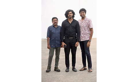 Director Karunanithi (L) , TTF Vasan (C) and Music Composer Ashwin Vinayagamoorthy (R)