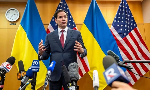 U.S. Secretary of State Marco Rubio talks to the press at the U.S. Mission to International Organizations in Geneva, Switzerland (Photo: AP)